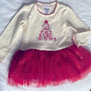 Red can cream tulle Christmas dress 24 months